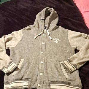 LRG lifted research group grey varsity sweater hoodie